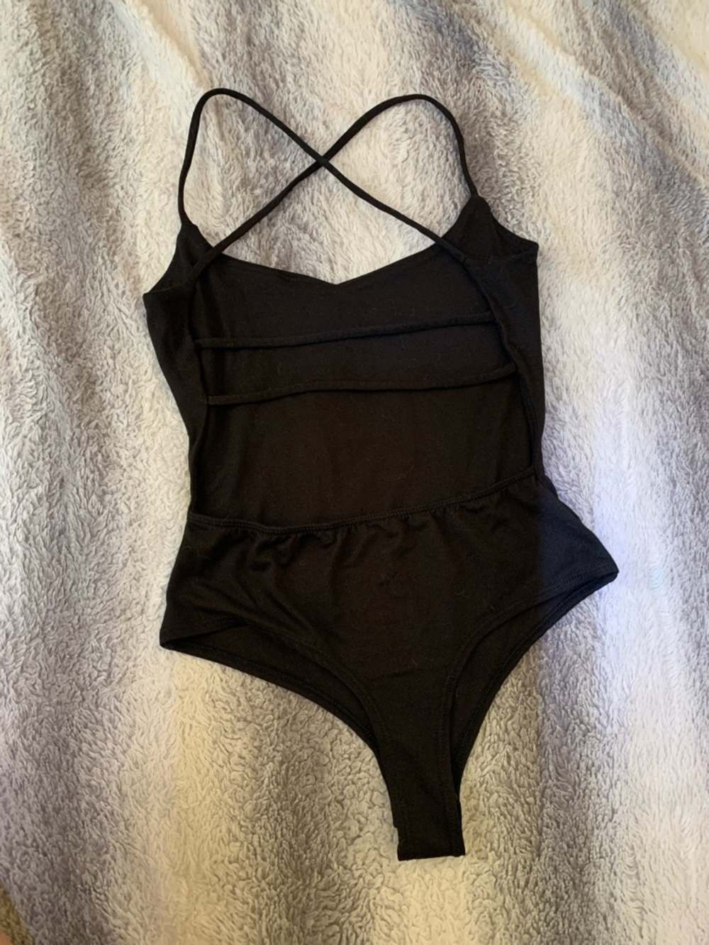 4/$30 Classic Black Cross-Back Bodysuit - Picture 2 of 2